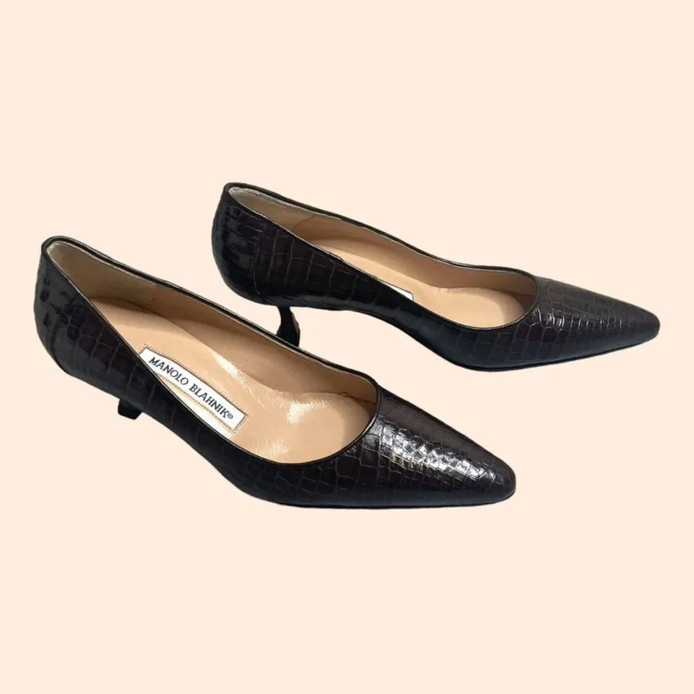 Manolo Blahnik Alligator Kitten Heels